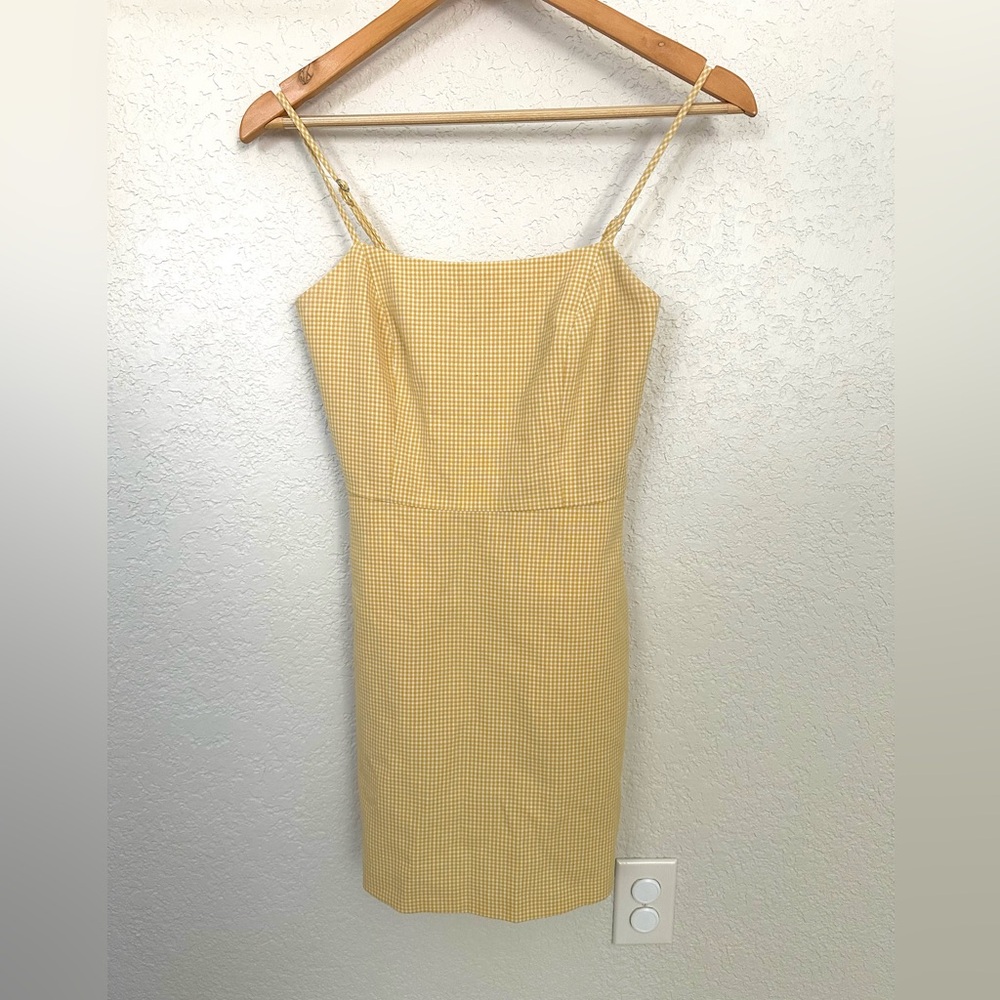 Aritzia Wilfred yellow gingham mini dress size 0